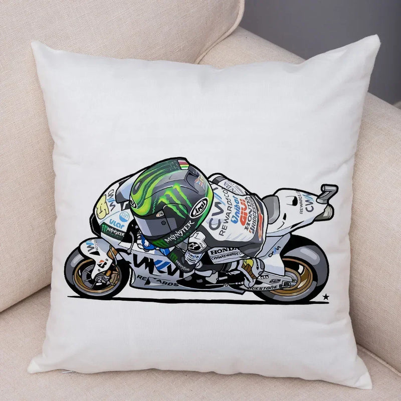 Axyaa Cartoon Sport Motorcycle Cushion Cover - Super Soft Plush Pillow Case