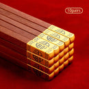 Axyaa Wooden Chopsticks Set - Handmade Japanese Natural Wood, Reusable, Non-Slip, Easy-to-Use