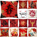 Axyaa Chinese New Year Printed Cushion Cover for Bed and Sofa