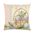 Axyaa Easter Bunny Eggs Pillowcase - 45x45cm Linen Sofa Cushion Cover