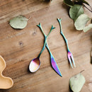 Axyaa Stainless Steel Rainbow Utensils Set for Dining and Dessert