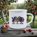 Axyaa Independence Enamel Mug: American Flag Coffee Cup for Freedom Lovers.