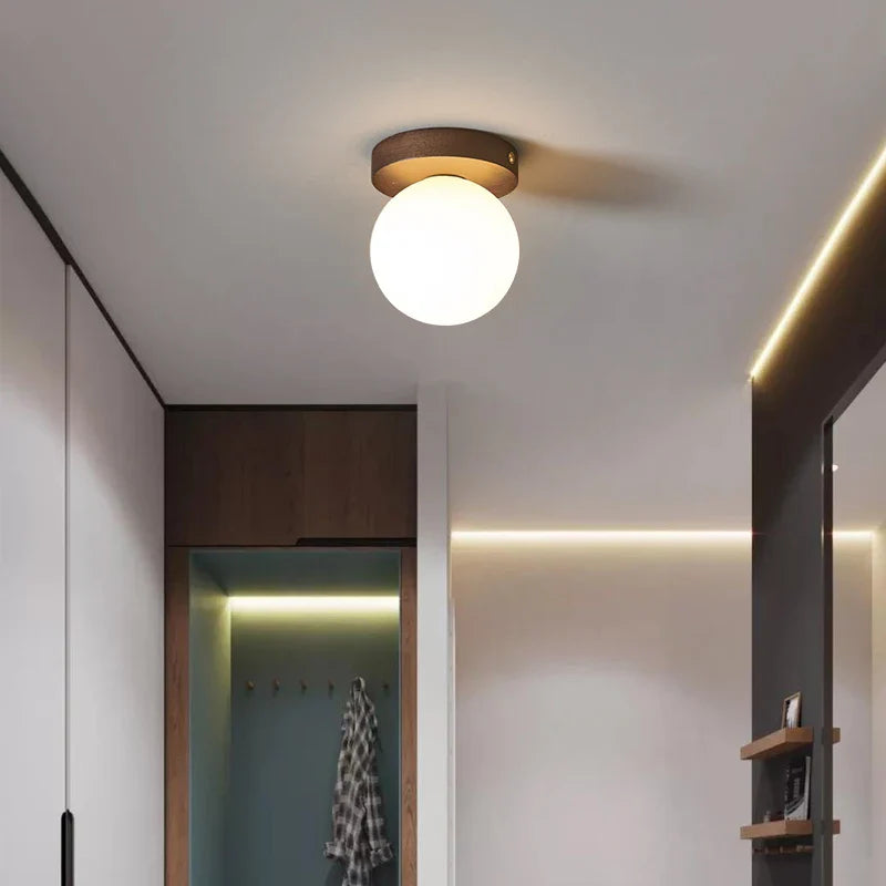 Axyaa Walnut Glass LED Ceiling Light Modern Art Decoration Fixture