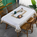 Axyaa Luxury Embroidered White Table Cloth for Elegant Dining Tables