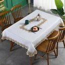 Axyaa Luxury Embroidered White Table Cloth for Elegant Dining Tables