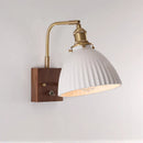 Axyaa Wood Ceramic Wall Sconce Lamp Brass Glass LED Wall Light