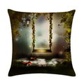 Axyaa Mushroom Fairy Tale Garden Linen Pillowcase for Sofa Seat Decor