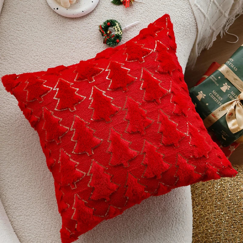 Axyaa Plush Christmas Pillow Cover 45x45cm for Home Sofa Decor