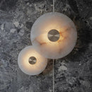 Axyaa Marble LED Wall Light: Modern Round Brass Sconce for Luxe Decor