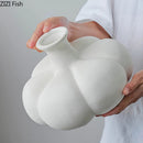 Axyaa Pumpkin Ceramic Vase: Minimalist Desk Decoration for Flowers with Artificial Floral Arrangement