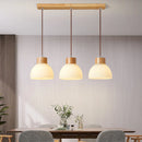 Axyaa Nordic Cream Style LED Pendant Light - Wood Glass Ceiling Fixture for Dining, Kitchen, Living Room