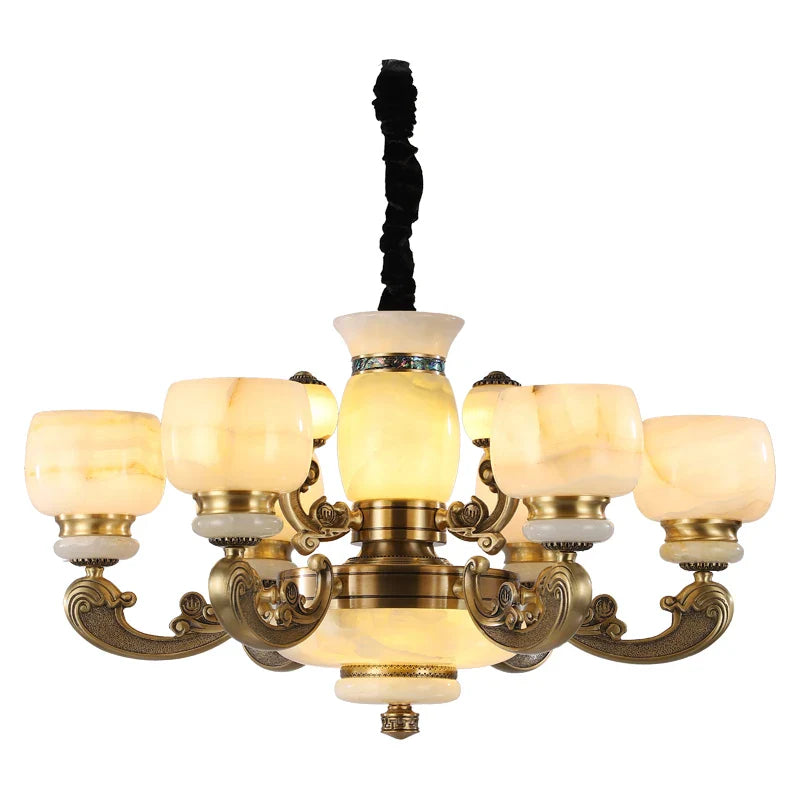 Axyaa All Copper Marble Chandelier: Luxury Living Room Lights, Chinese Wind Bedroom Lights