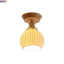 Axyaa White Ceramic LED Ceiling Light with Wood Canopy for Kitchen Living Room