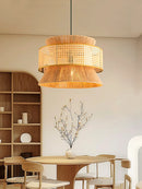 Axyaa Nordic Retro Rattan Ceiling Chandelier for Dining Room Decor