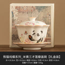 Axyaa Lotus Petal Ceramic Kung Fu Tea Set Bowl: High-end Single Butterfly Cover