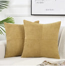 Axyaa Diagonal Pattern Corduroy Throw Pillow Covers 18x18 Inch for Living Room