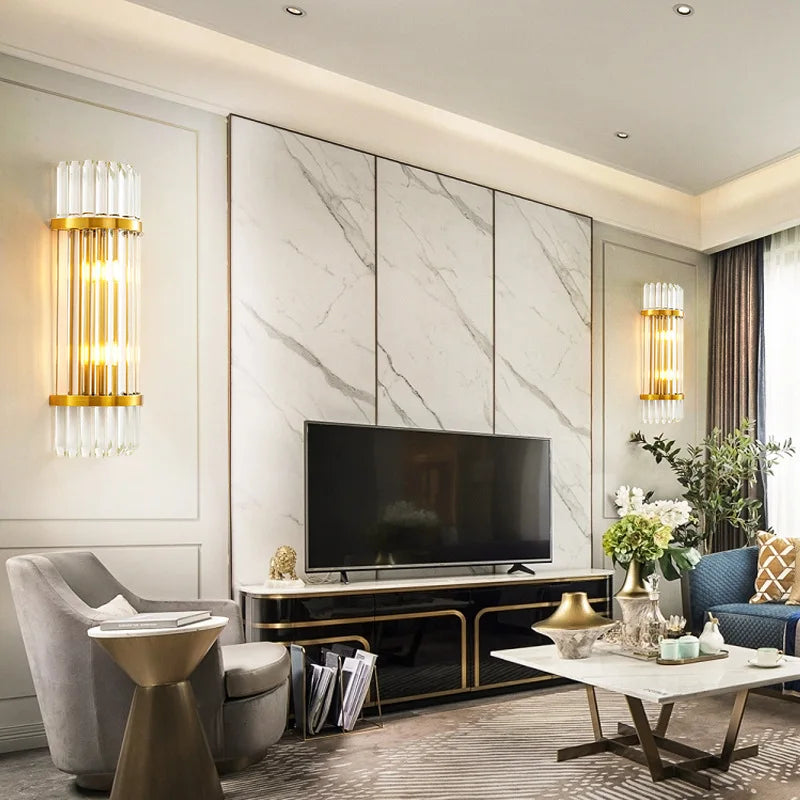 Axyaa Gold Crystal Wall Sconce - LED Bedroom Living Room Decoration