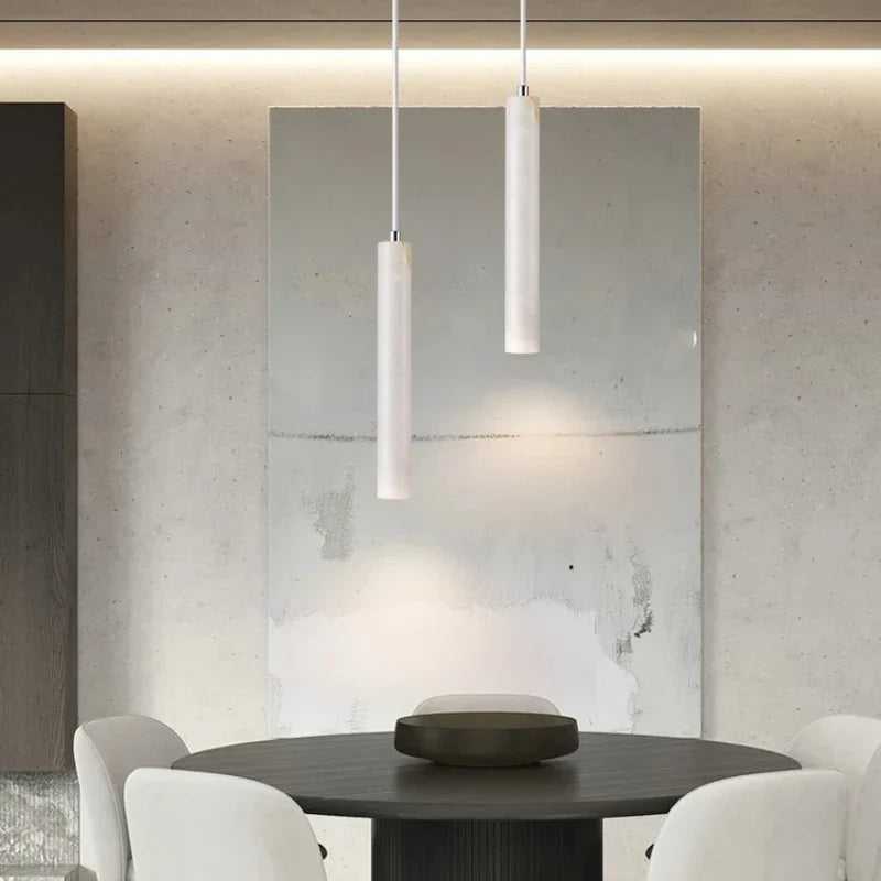 Axyaa Wood Tube Pendant Chandelier Japanese Style Modern G9 LED Bedroom Lamp