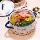 Axyaa 1000ml Ceramic Double Ear Noodle Soup Bowl with Cover - 15cm Microwave Oven Bowl