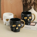 Axyaa Skull Ceramic Mug Gold Plated Large Capacity Breakfast Milk Wine Glass