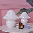 Axya Striped Glass Mushroom Table Lamp - Creative Office & Room Decor