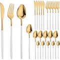 Axyaa 24-Piece Stainless Steel Cutlery Set Christmas Dinnerware Silverware Set