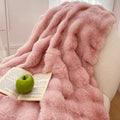 Axyaa Luxe Double Layer Rabbit Fur Tie-Dye Throw Blanket