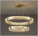 Axyaa Luxury Crystal LED Chandelier: Dimmable Ring Pendant Light, Gold/Silver, Living Room, Bedroom