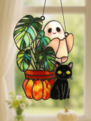 Axyaa Ghost Cat Pumpkin Wall Decor Acrylic Hanging Ornament Home Garden Gift