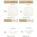 Axyaa 16/32-Piece White Bone Tableware Set with Golden Rim, Dinnerware & Bowl Set