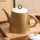Axya Meteor Shower Ceramic Tea Pot with Gold Paint, Luxury Afternoon Coffee Pot