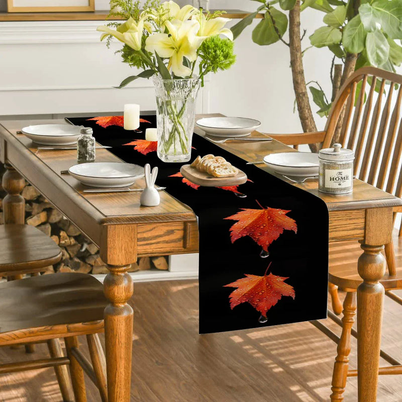 Axyaa Maple Leaf Table Runner for Dining Wedding Holiday Party Decor