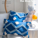 Navy Blue Cotton Throw Pillow Case 30x50/45x45cm - Axyaa Home Decor