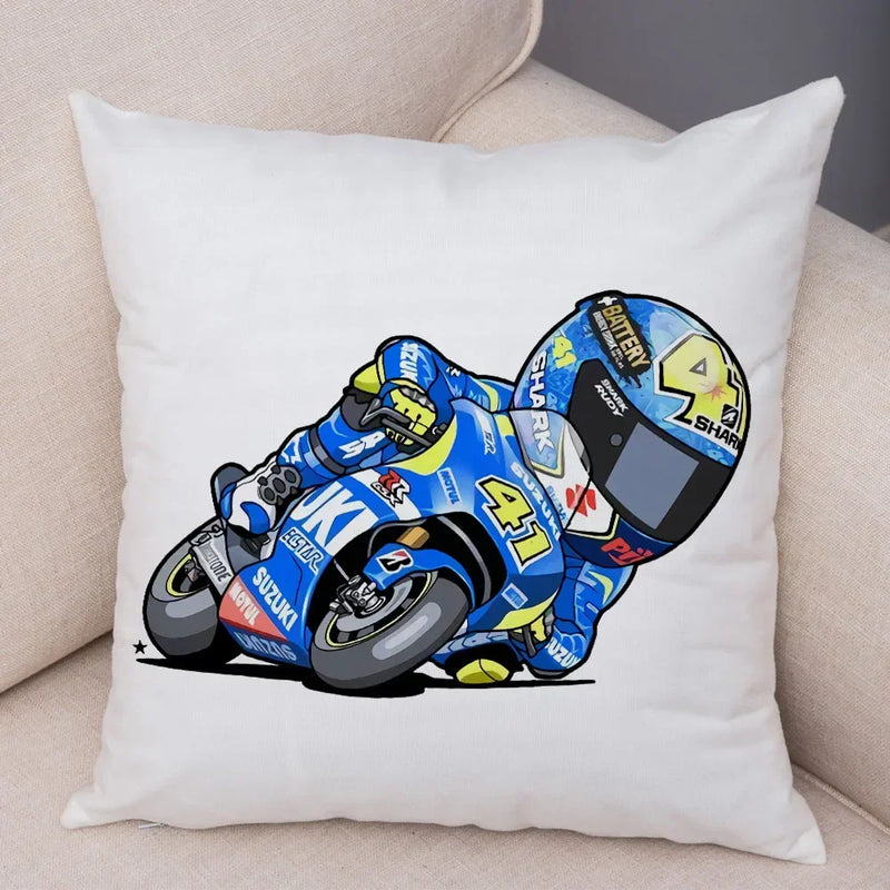 Axyaa Cartoon Sport Motorcycle Cushion Cover - Super Soft Plush Pillow Case