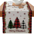 Axyaa Christmas Table Runner with Gnome Elk Tree Snowflake Print