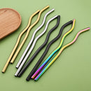 Axyaa Stainless Steel Rainbow Wave Straws Set with Cleaning Brush