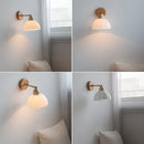 Axyaa Nordic LED Wall Light Copper Arm White Glass Bedside Lamp Balcony Living Room