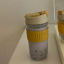 Axyaa Glass Water Bottle with Lid & Straw - Portable & Anti-scalding Cup