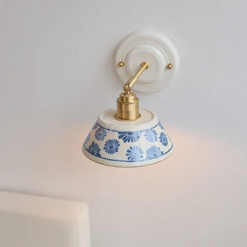Axyaa Nordic LED Wall Lamp with Ceramic Shade & Brass Finish