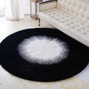 Axyaa Soft Plush Round Rug 180cm Fluffy White Black Carpet for Home Decor
