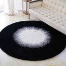 Axyaa Soft Plush 180cm Round Rug: Fluffy White Black Carpet for Living Room and Bedroom