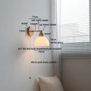 Axyaa White Ceramic LED Wall Sconce with Wooden Socket, Stair Wall Light Fixtures