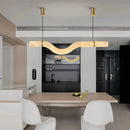 Axyaa Dimmable Led Marble Chandelier: Copper & Alabaster Art Pendant for Home