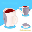Axyaa Biomimetic Shark Ceramic Cup - Cute 3D Cartoon Mug, 400ml High-capacity Shark Shaped Cup