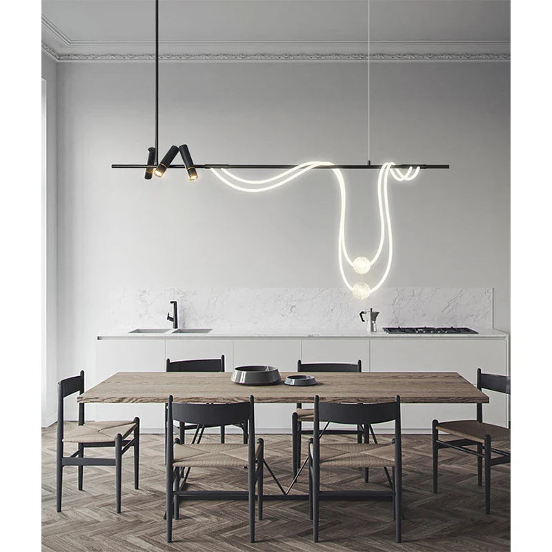 Axyaa Long Arc LED Chandelier - Elegant Nordic Design for Bar and Desk