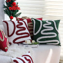 Christmas Boho Green Red 45x45 Tufted Pillow Cover, Farmhouse Sofa Decor, Axyaa Brand