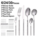 Axyaa Stainless Steel Cutlery Set with Mirror Hammer Pattern Handle