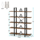 Axyaa 5-Tier Vintage Industrial Bookshelf, 72"H x 47"L, Retro Brown
