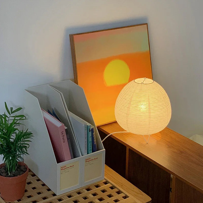 Axyaa Rice Paper Lantern LED Table Lamp for Home and Hotel Décor