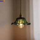 Axyaa Green Stripe Glass Pendant Lamp for Home Decor and Lighting